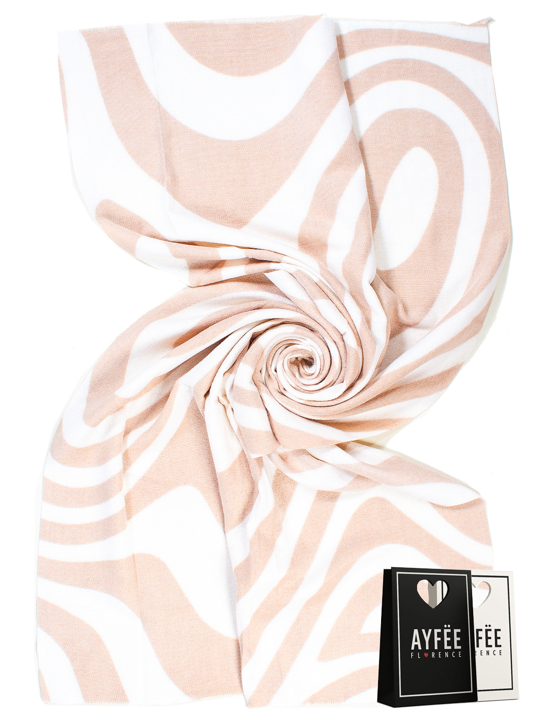 STOLA STAMPA WAVES CM 85X200 100%VI MADE IN PRC           - IVORY